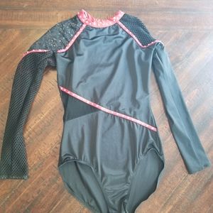Black and Pink Dance Recital Competition Costume Weissman Size SA Swarovski